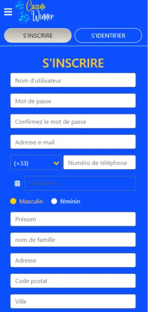 S'inscrire à Casino Winner